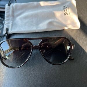 Solo Dark Brown Aviator Sunglasses